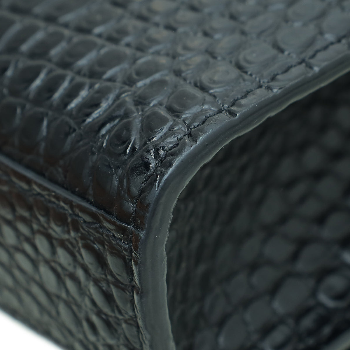 YSL Black Croco Embossed Kate Tassel Medium Bag