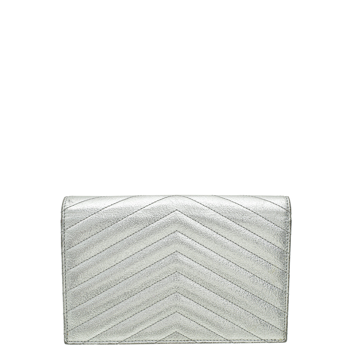 YSL Silver Chevron Monogram Chain Wallet
