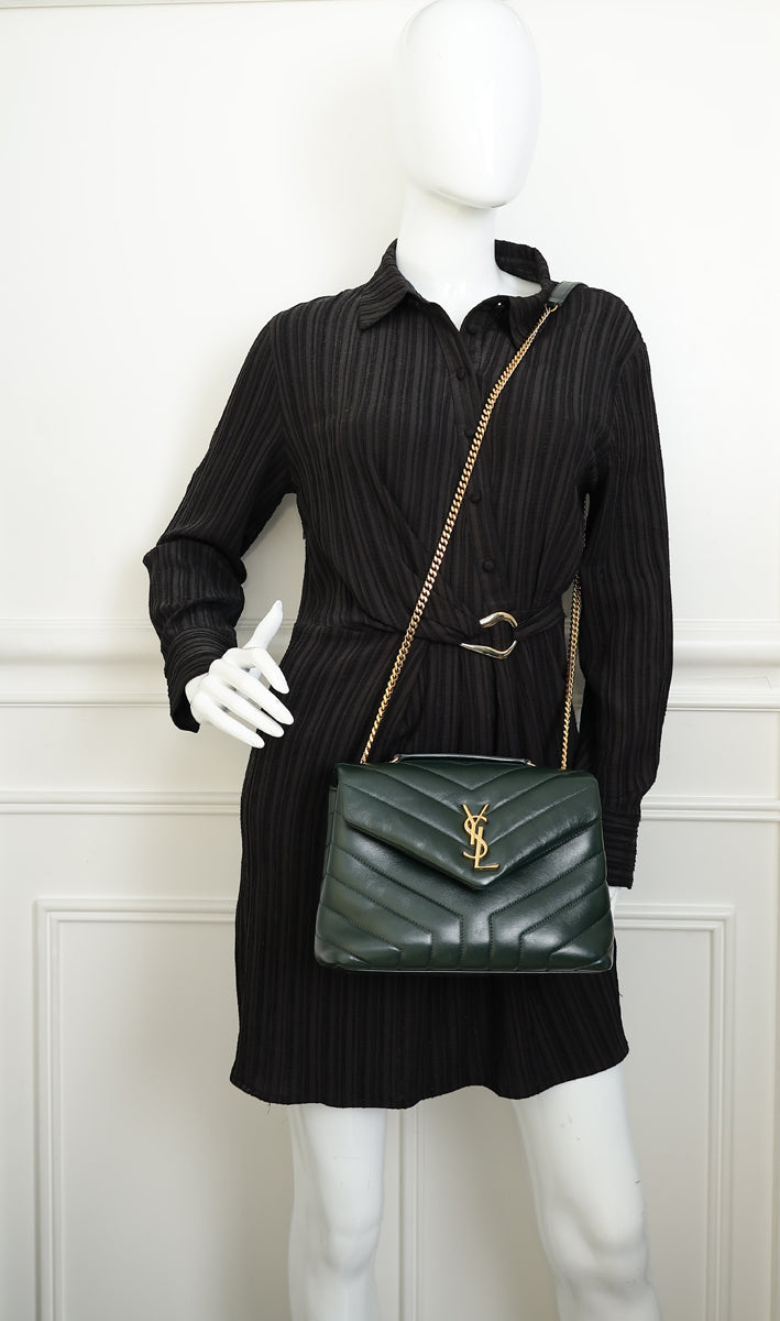 YSL Forest Green LouLou Small Shoulder Bag