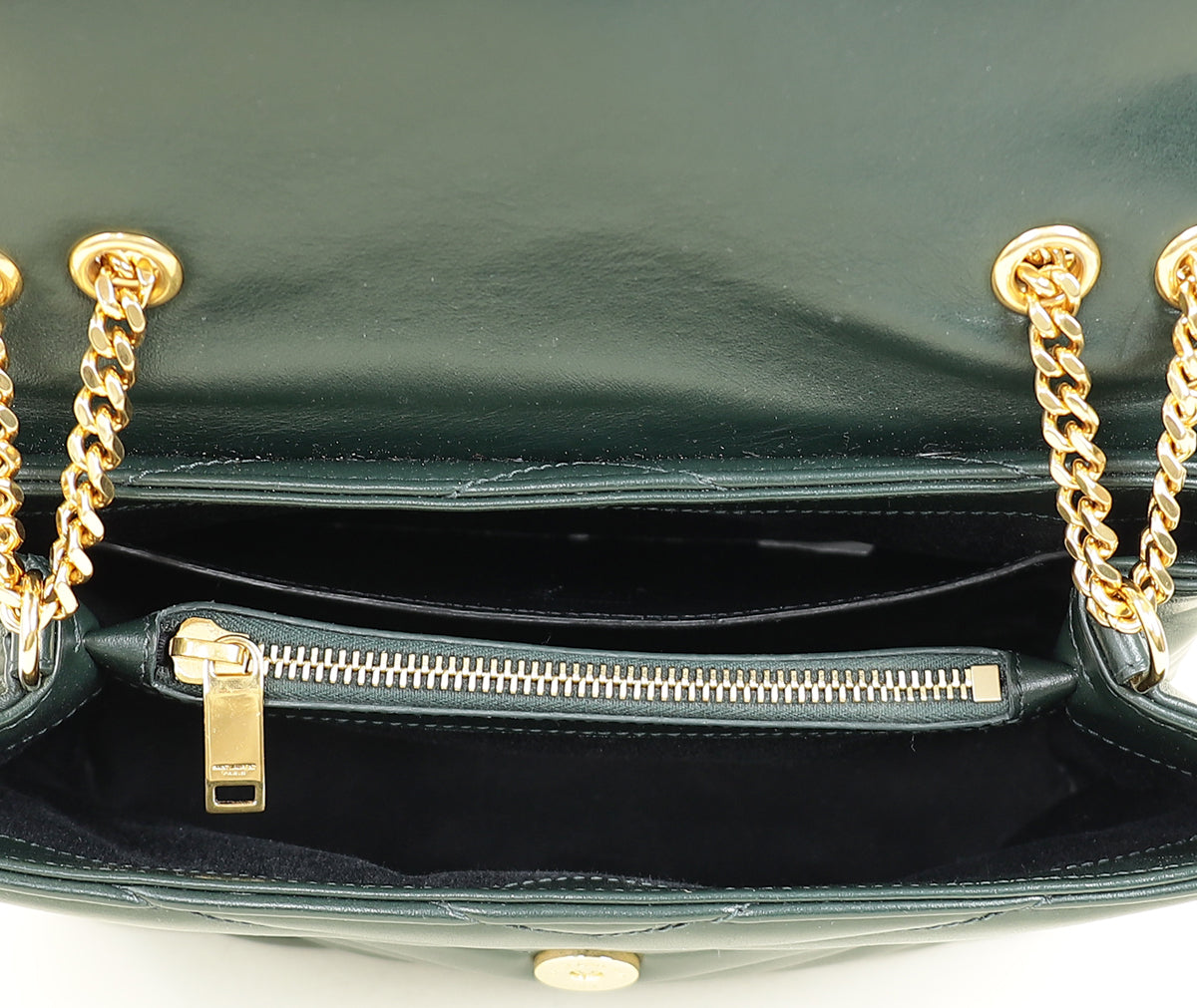 YSL Forest Green LouLou Small Shoulder Bag