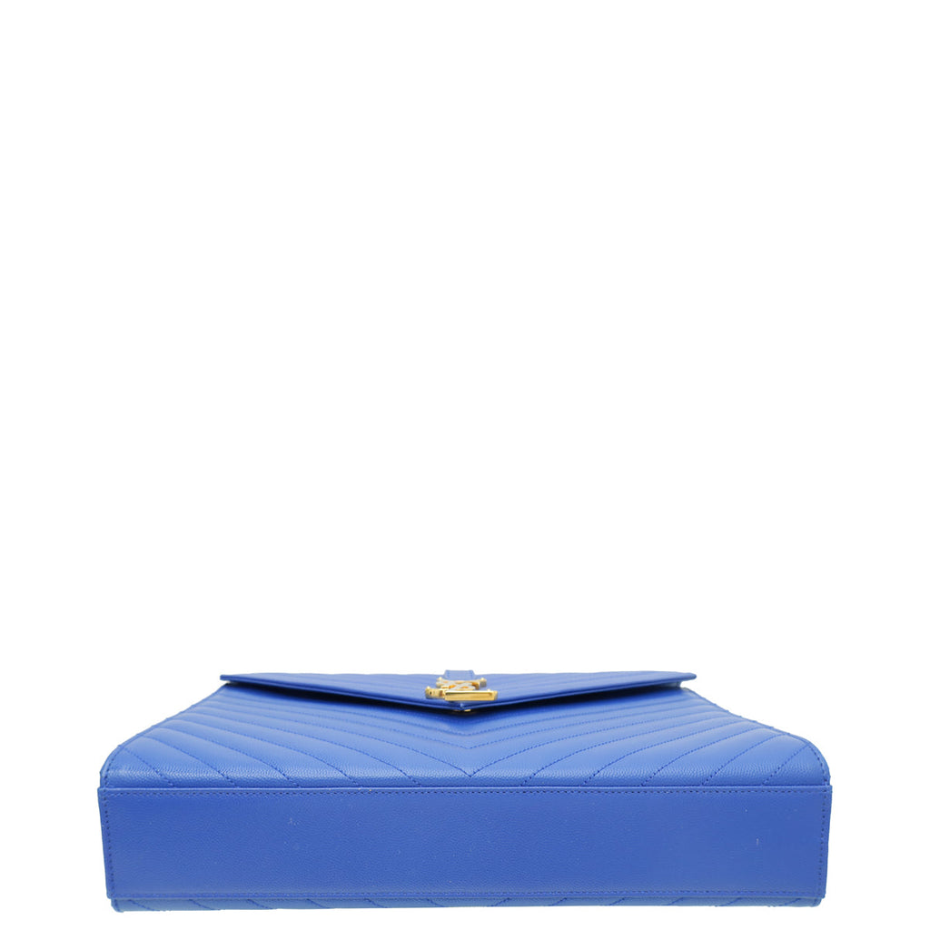 YSL Royal Blue Monogram Chevron Satchel Large Bag