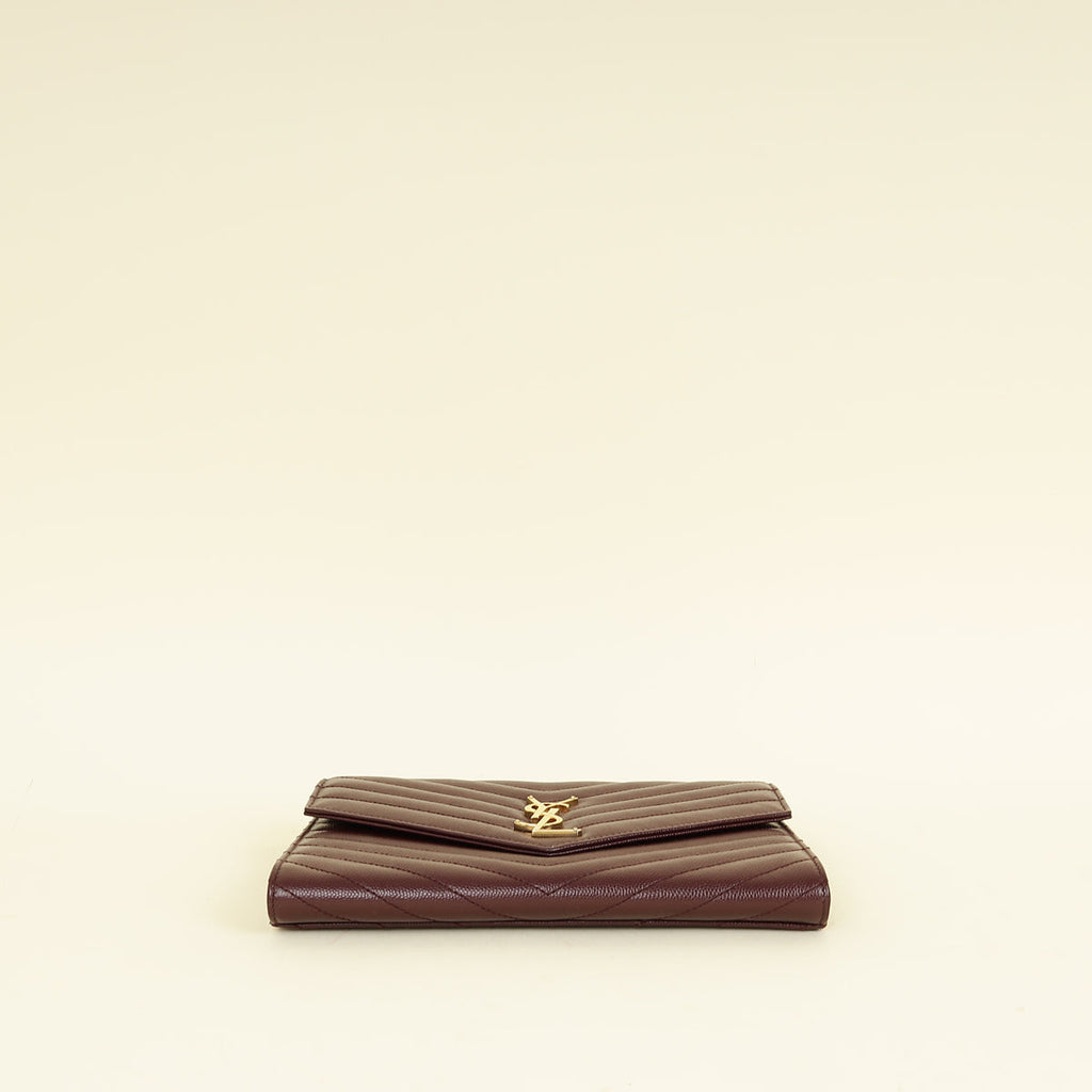 YSL Burgundy Cassandre Matelassé Flap Pouch