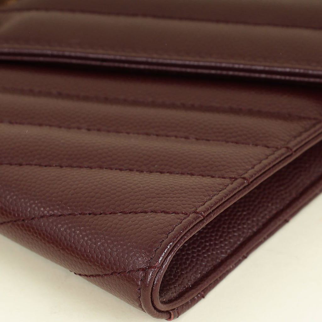 YSL Burgundy Cassandre Matelassé Flap Pouch