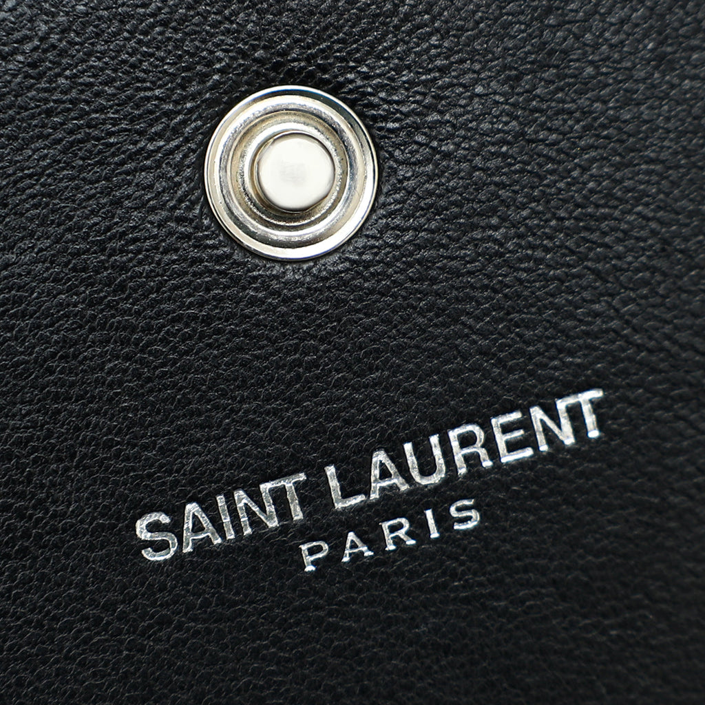 YSL Black Croco Embossed Monogram Kate Wallet On Chain