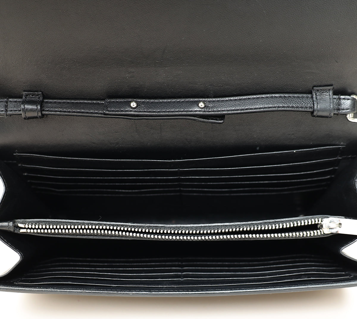 YSL Black Croco Embossed Monogram Kate Wallet On Chain
