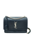 YSL Indigo Blue Sunset Croco Embossed Medium Shoulder Bag