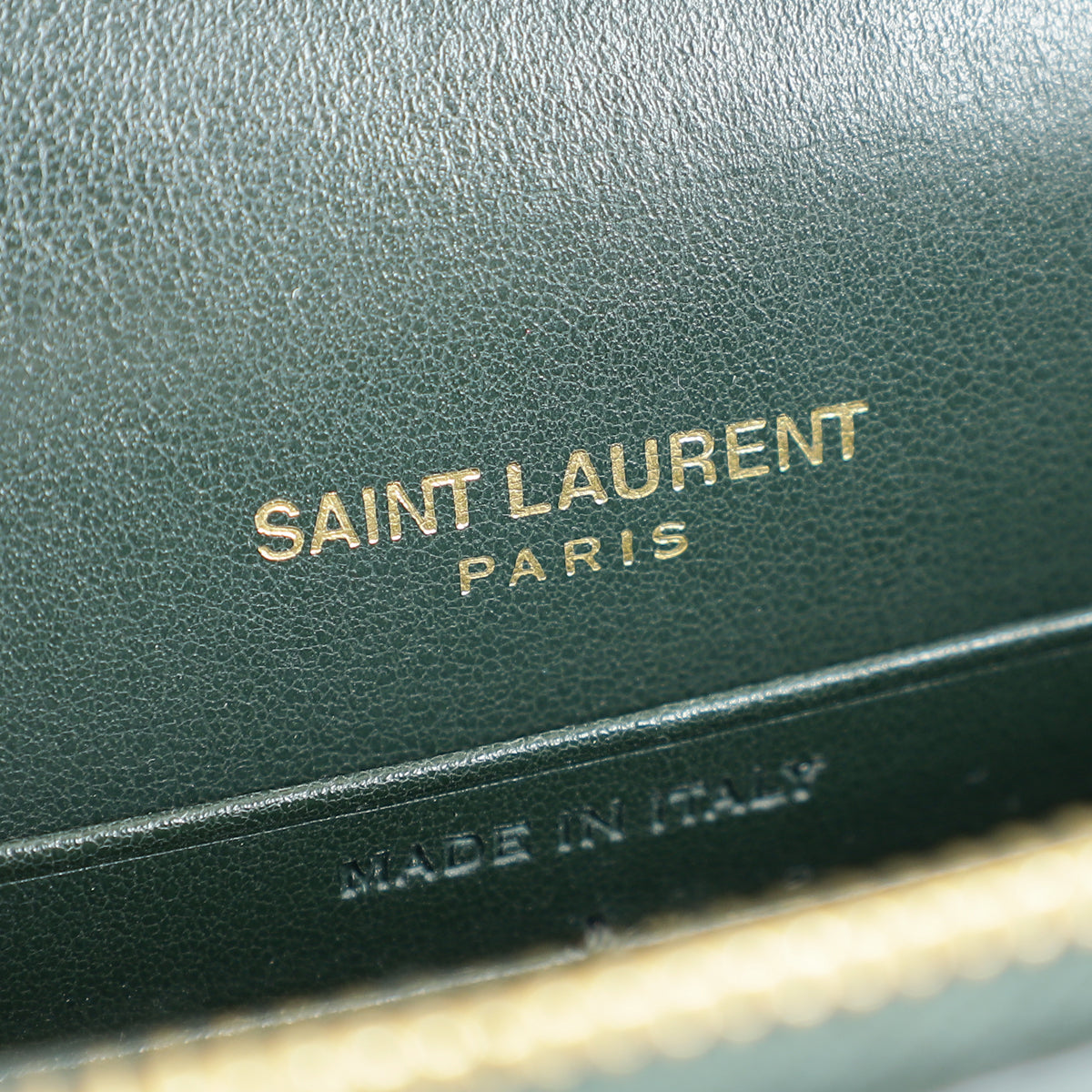 YSL Green Croco Embossed Sunset Wallet on Chain
