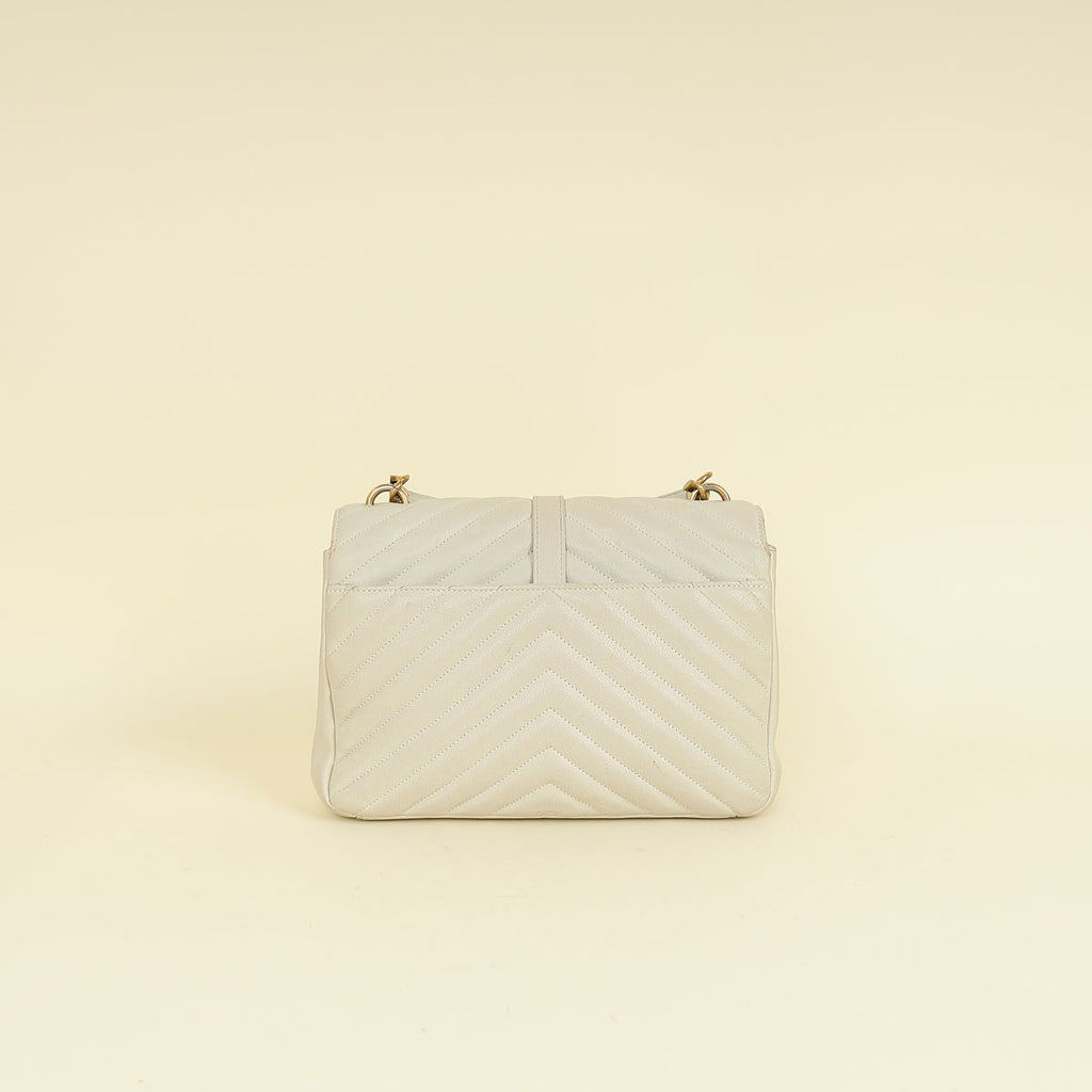 YSL Vintage Blanc College Medium Shoulder Bag