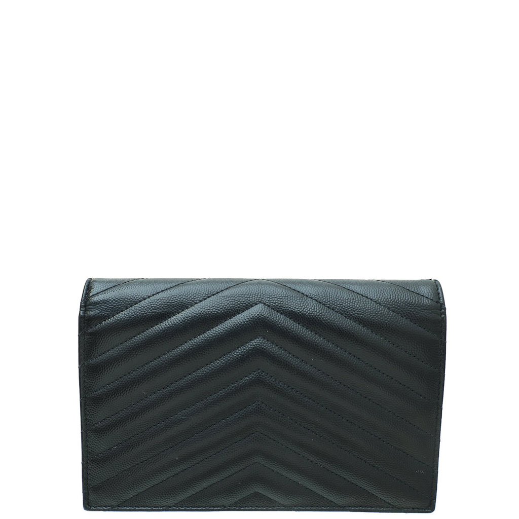 YSL Black Cassandra Classic Wallet On Chain