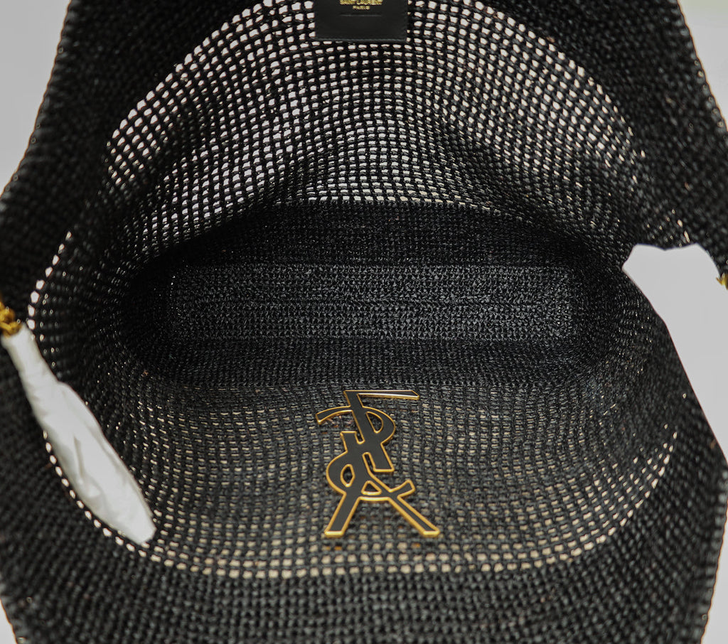YSL Black Raffia Maxi  Icare Shopping Bag