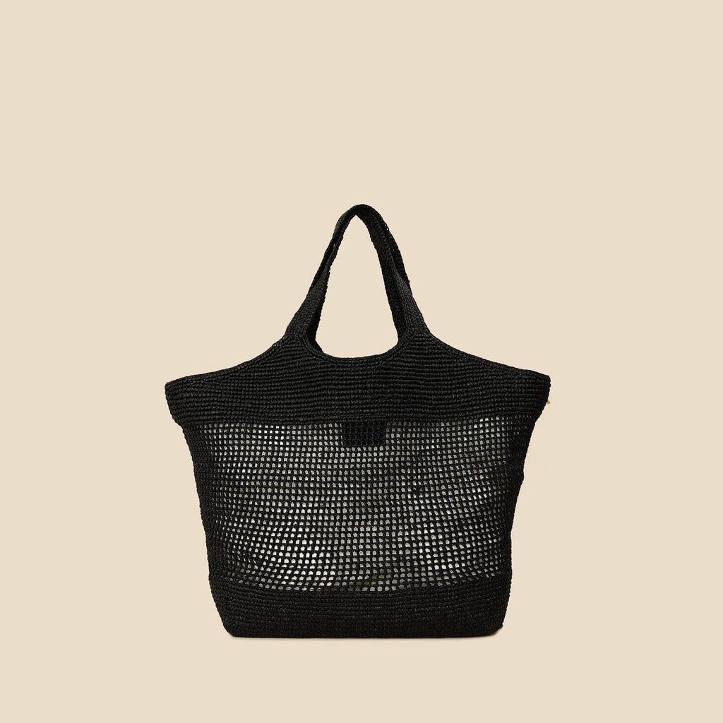 YSL Black Raffia Maxi  Icare Shopping Bag
