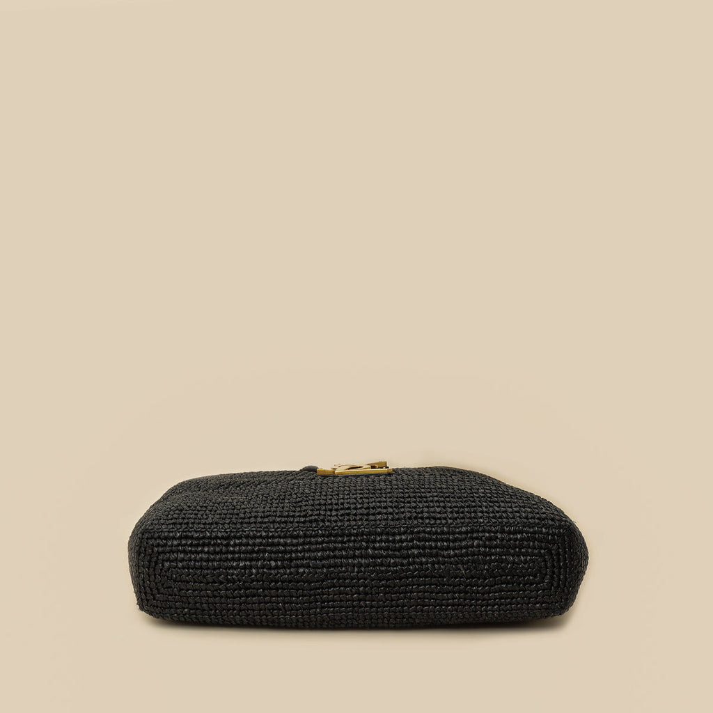YSL Black Raffia Maxi  Icare Shopping Bag