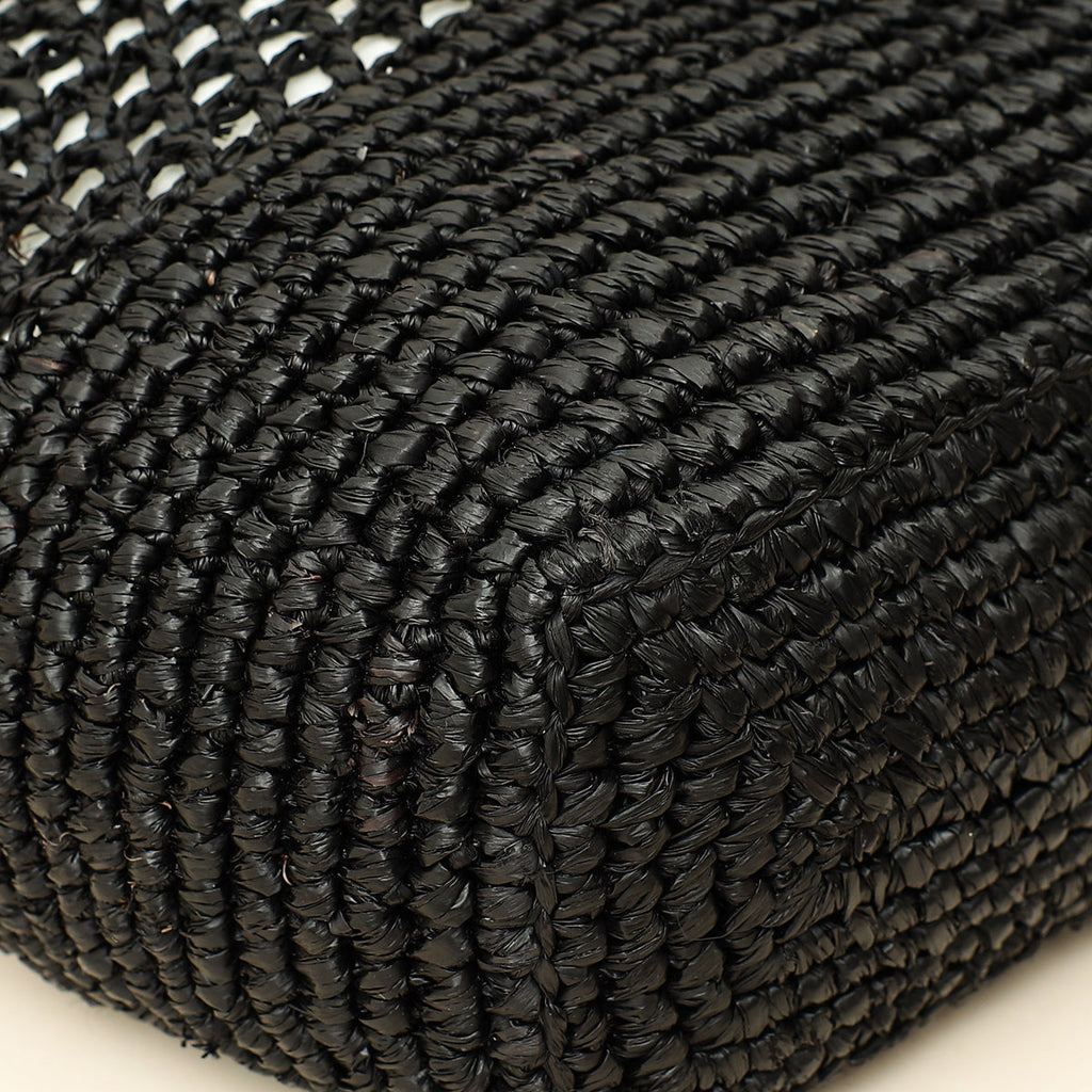 YSL Black Raffia Maxi  Icare Shopping Bag
