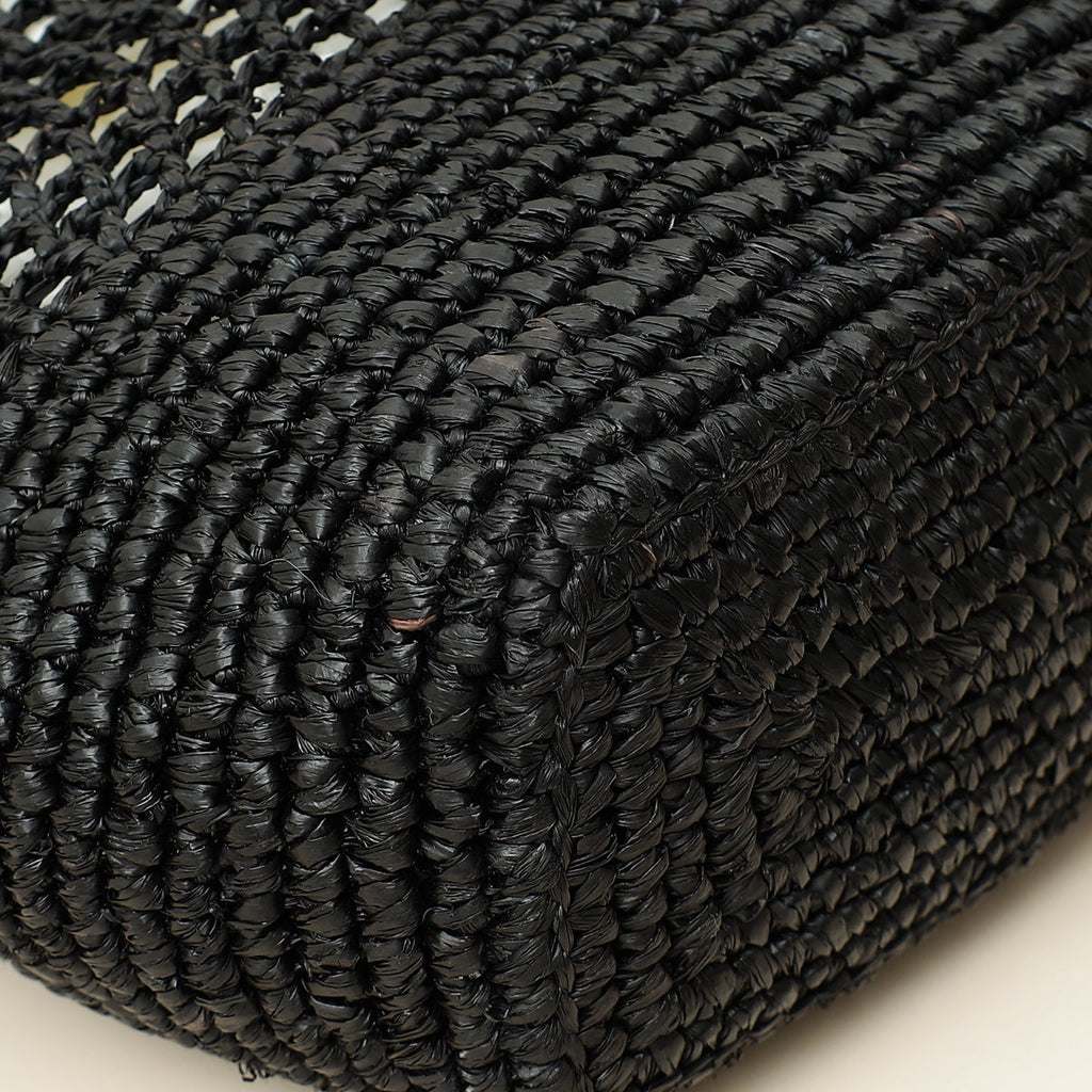 YSL Black Raffia Maxi  Icare Shopping Bag