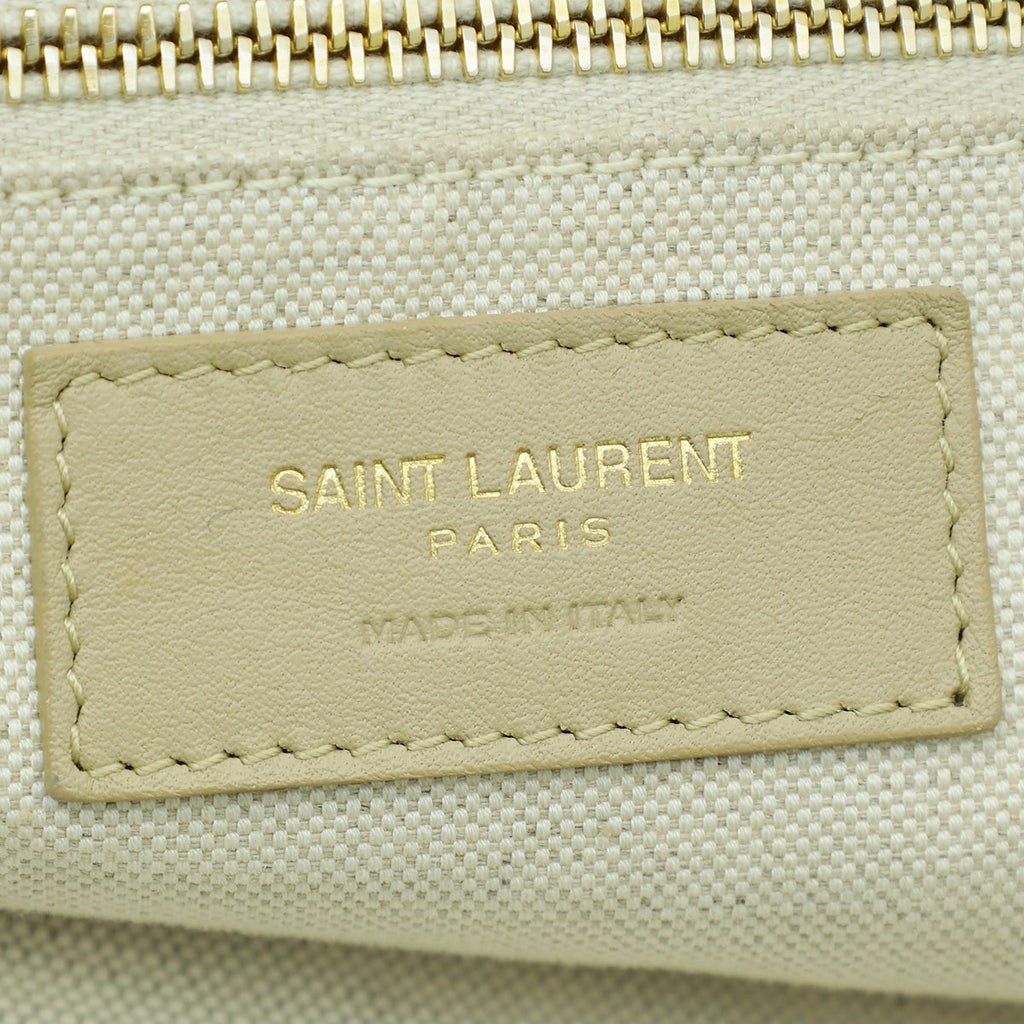 YSL Beige Quilted Nubuck Icare Maxi Shopping Bag
