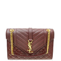 YSL Burgundy Mix Quilted Envelope Medium Shoulder Bag
