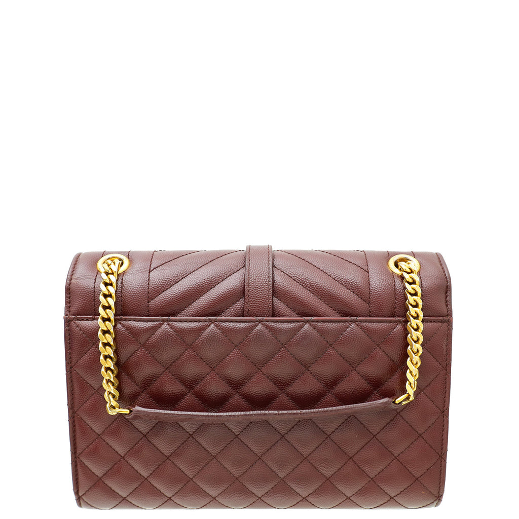 YSL Burgundy Mix Quilted Envelope Medium Shoulder Bag