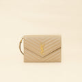 YSL Beige Monogram Cassandre Flap Pouch