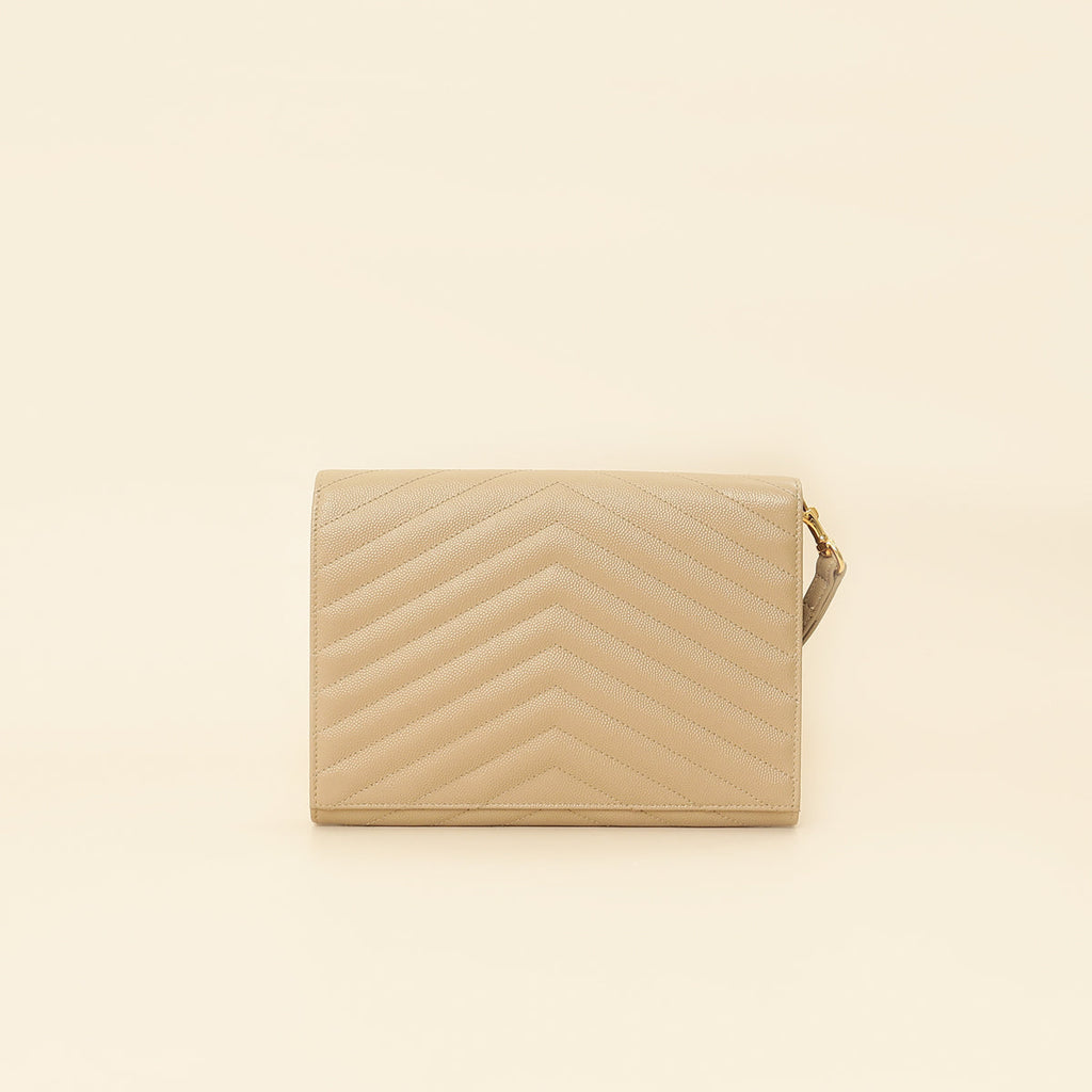 YSL Beige Monogram Cassandre Flap Pouch