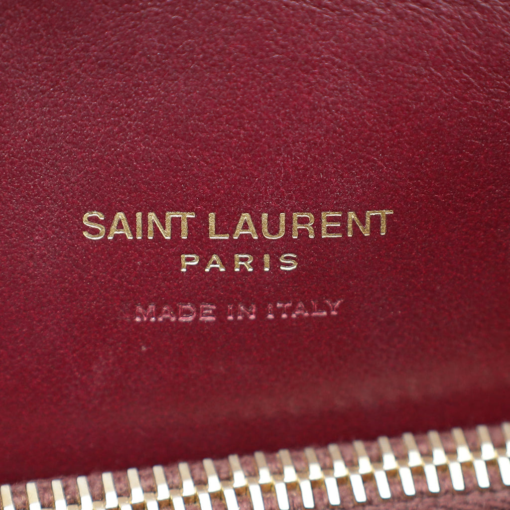YSL Burgundy Croco Embossed Baby Sac De Jour Bag