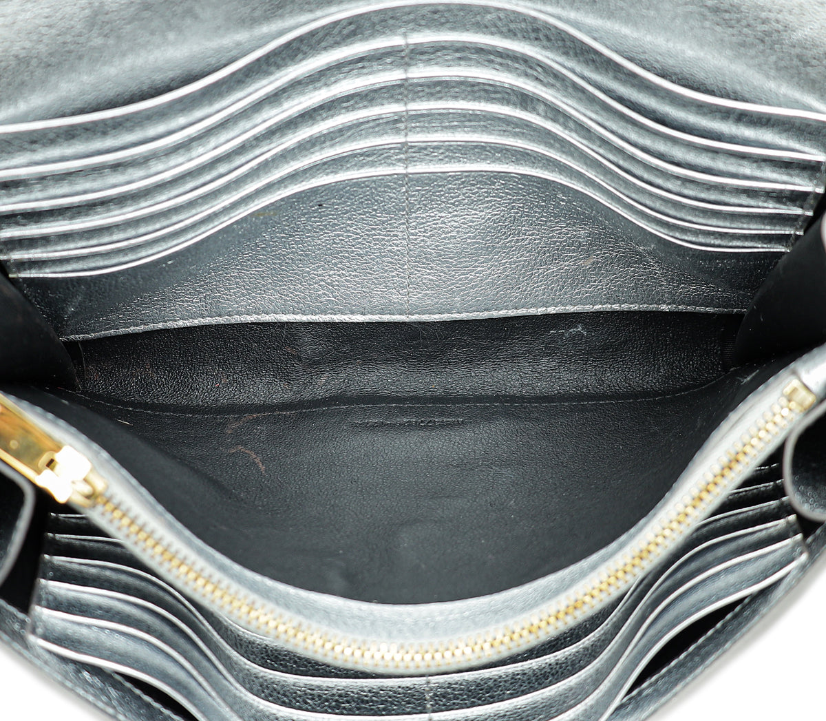 YSL Metallic Silver Kate Wallet on Chain