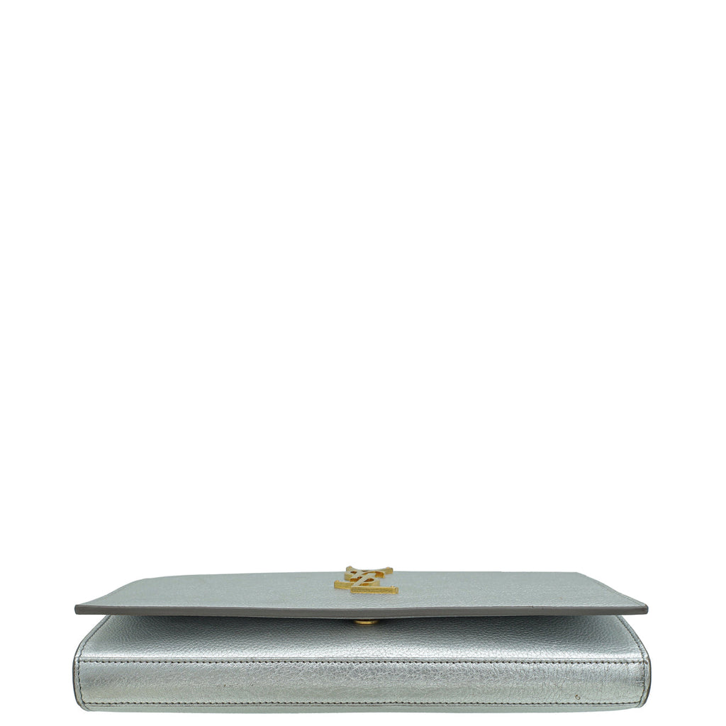 YSL Metallic Silver Kate Wallet on Chain