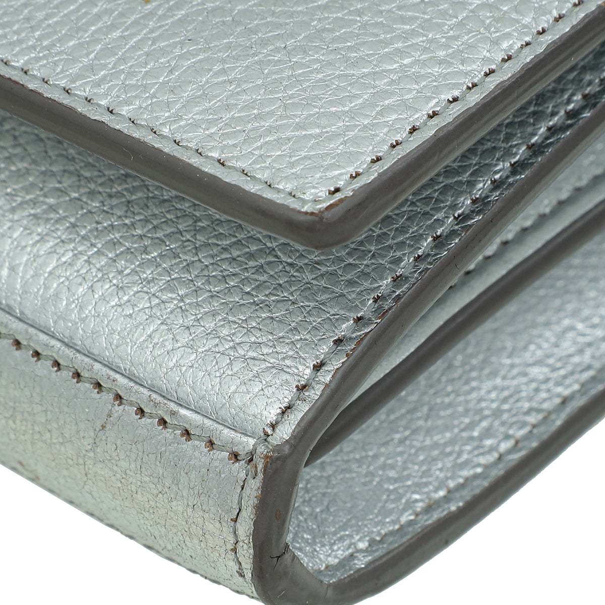 YSL Metallic Silver Kate Wallet on Chain