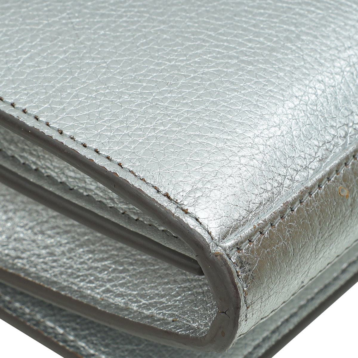 YSL Metallic Silver Kate Wallet on Chain