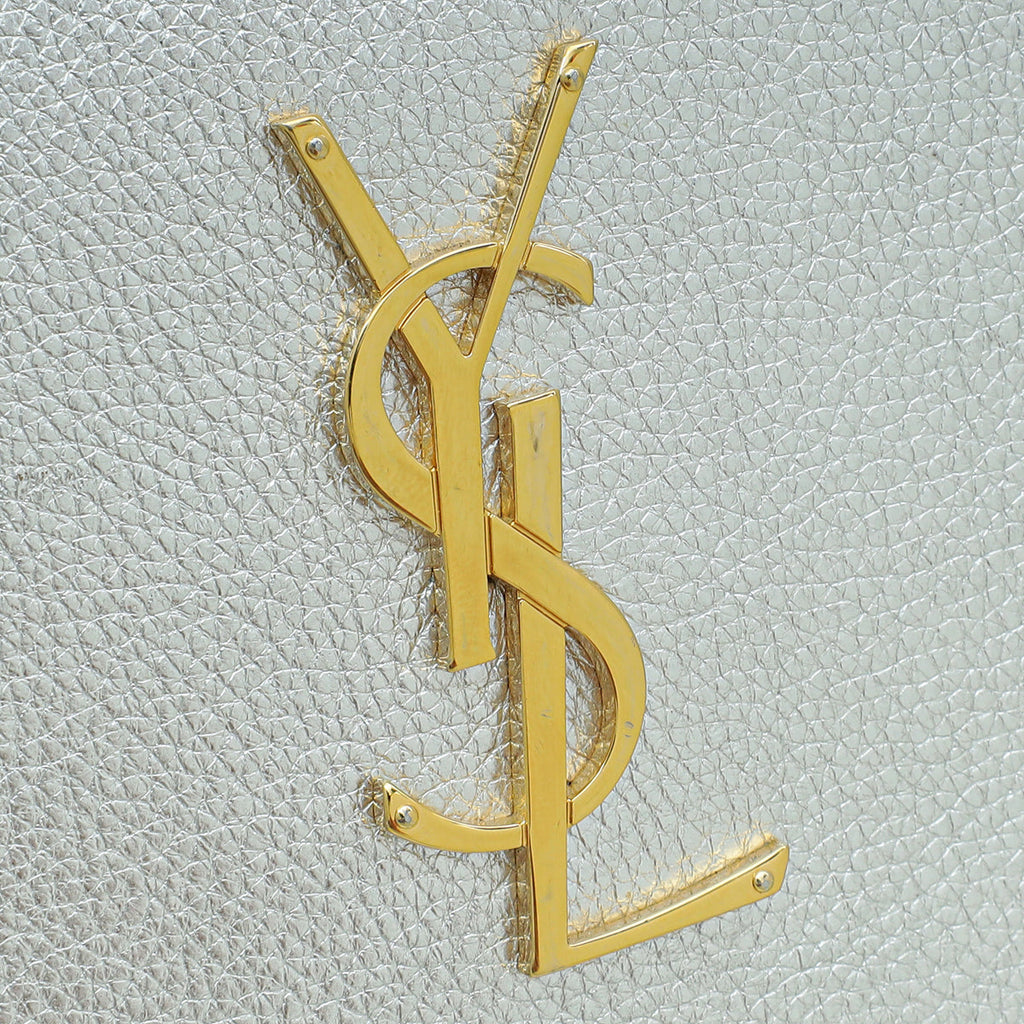 YSL Metallic Silver Kate Wallet on Chain