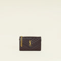 YSL Burgundy Cassandre Chevron Wallet On Chain