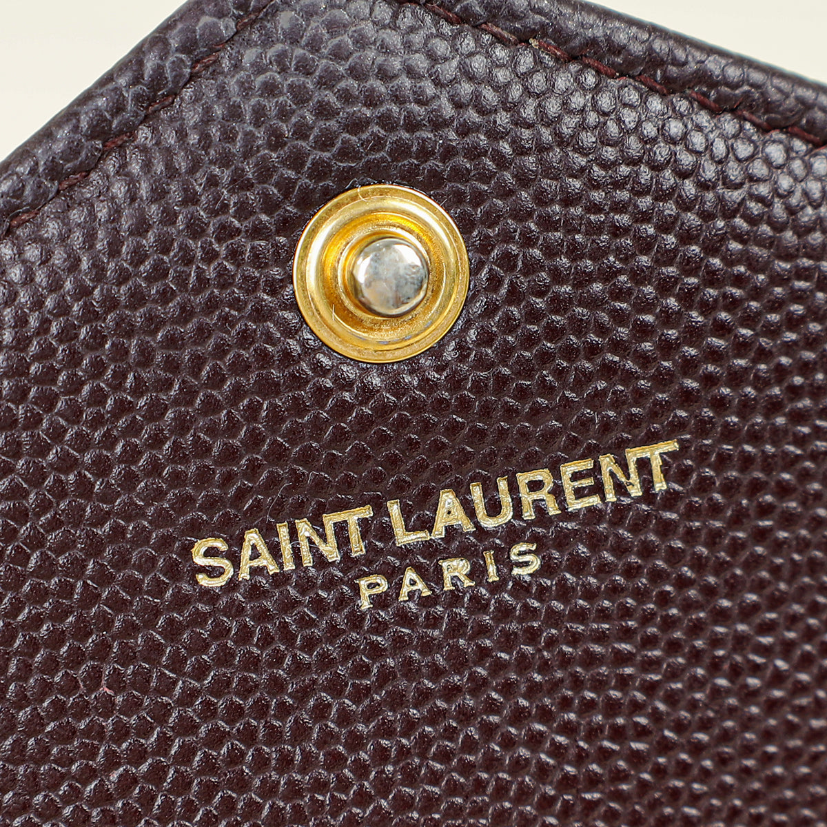 YSL Burgundy Cassandre Chevron Wallet On Chain
