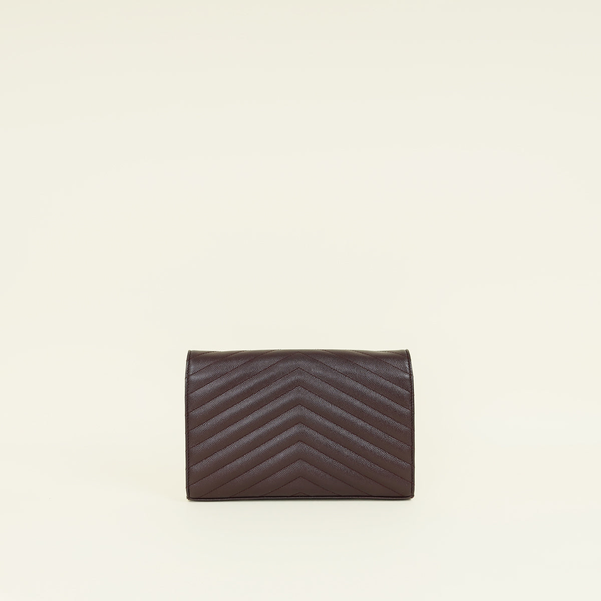 YSL Burgundy Cassandre Chevron Wallet On Chain