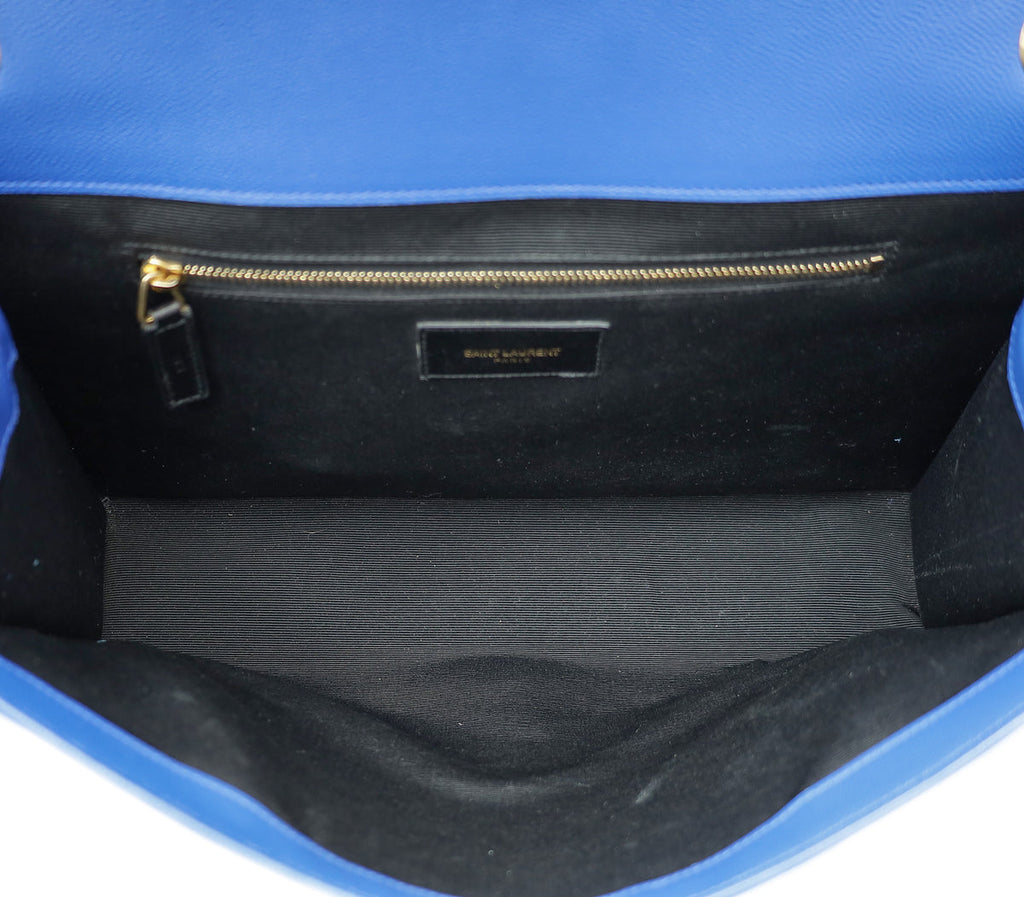 YSL Blue Azur Monogram Satchel Large Bag