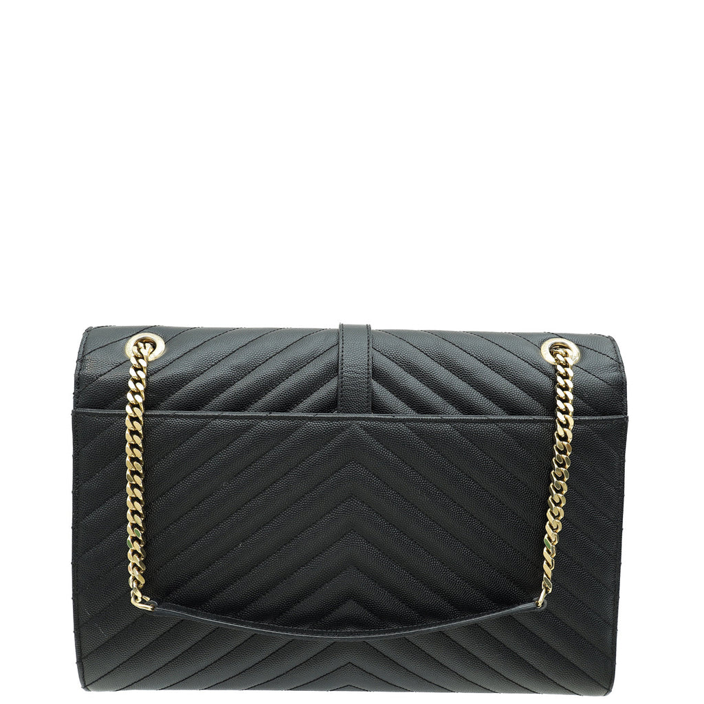 YSL Black Monogram Chevron Satchel Large Bag