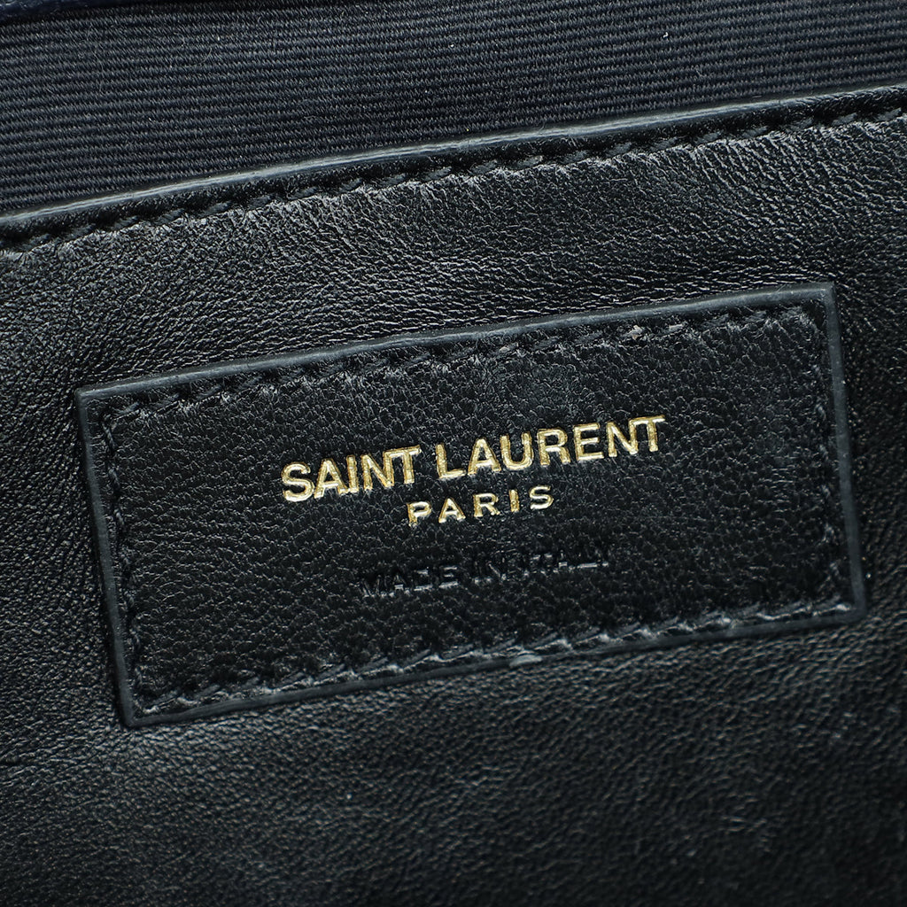 YSL Midnight Blue College Chevron Medium Bag