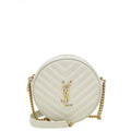 YSL Vintage Blanc Chevron Vinyle Round Camera Bag