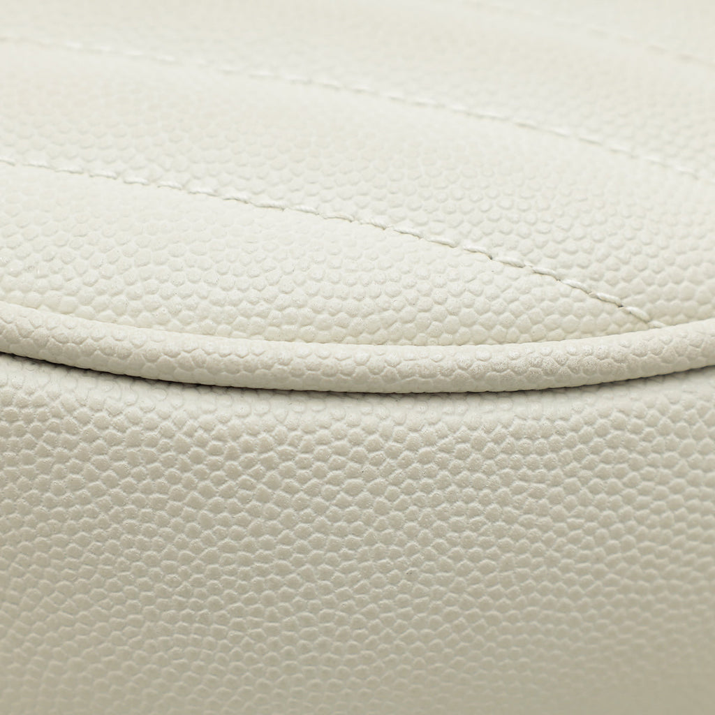 YSL Vintage Blanc Chevron Vinyle Round Camera Bag