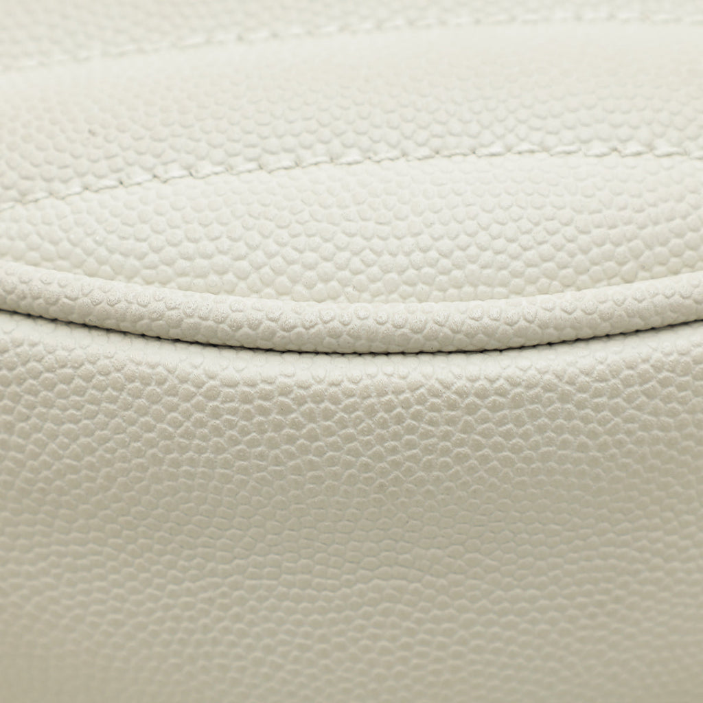 YSL Vintage Blanc Chevron Vinyle Round Camera Bag