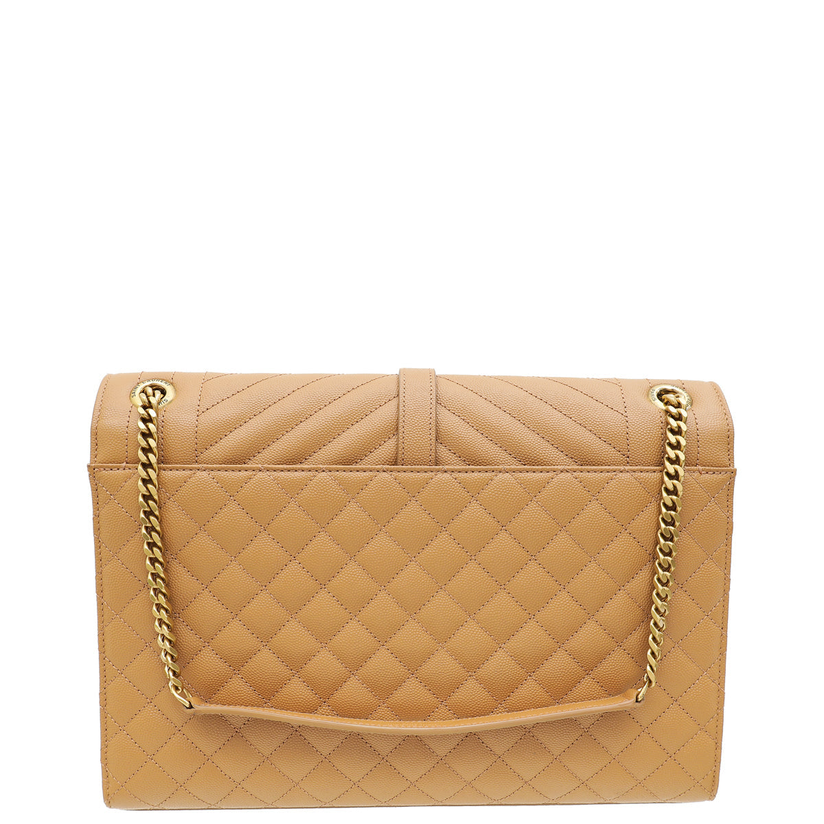 YSL Tan Monogram Mix Quilted Envelope Shoulder Large Bag