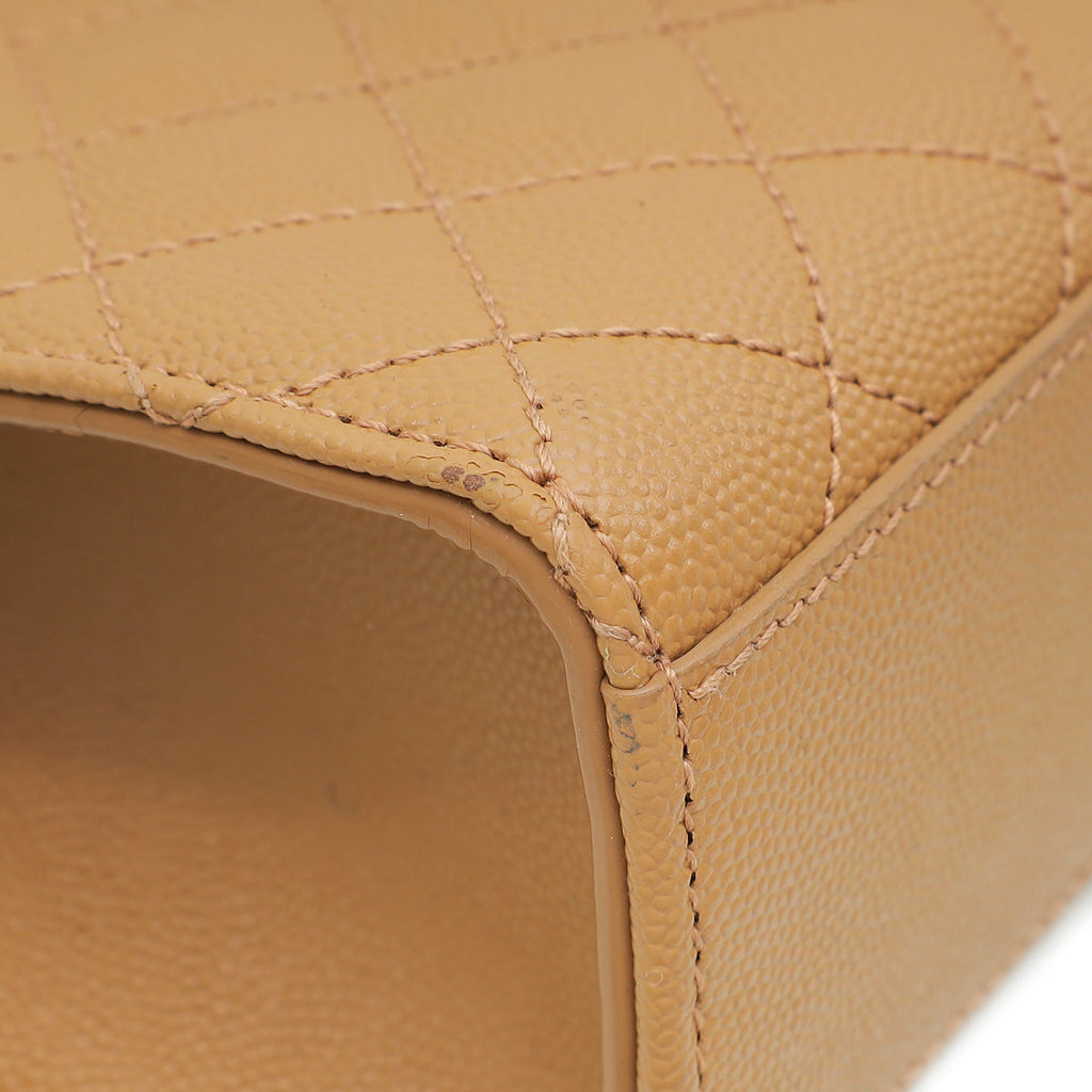 YSL Tan Monogram Mix Quilted Envelope Shoulder Large Bag