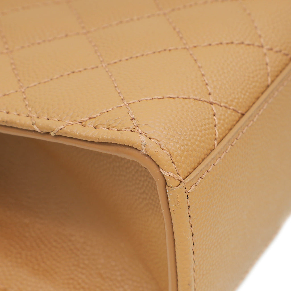 YSL Tan Monogram Mix Quilted Envelope Shoulder Large Bag