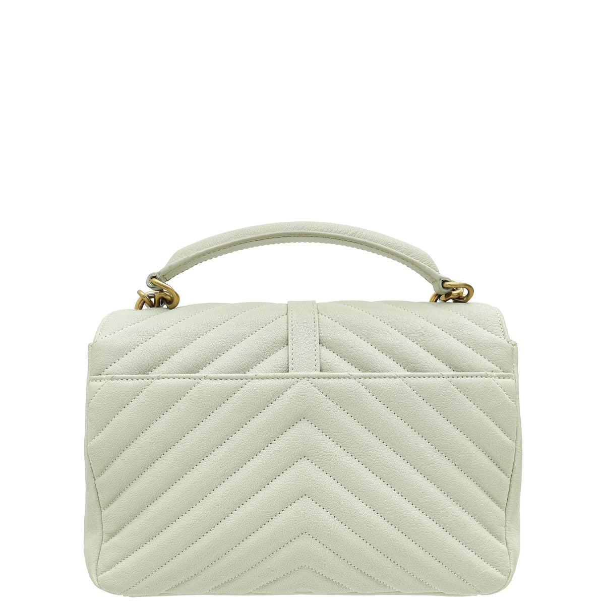 YSL Blanc Vintage College Chevron Medium Bag