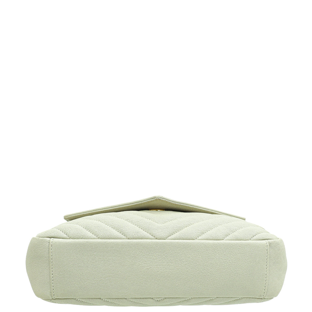YSL Blanc Vintage College Chevron Medium Bag