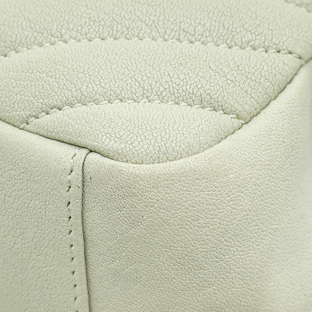 YSL Blanc Vintage College Chevron Medium Bag
