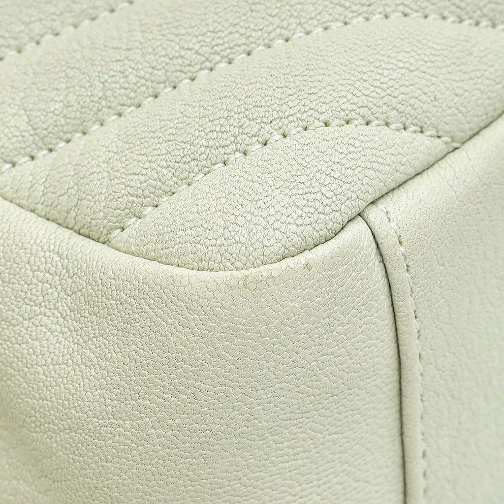 YSL Blanc Vintage College Chevron Medium Bag