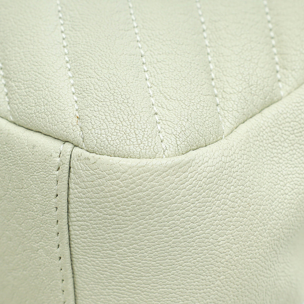 YSL Blanc Vintage College Chevron Medium Bag