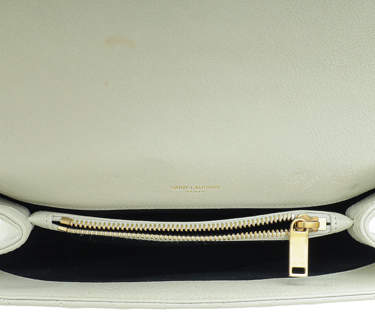 YSL Blanc Vintage College Chevron Medium Bag