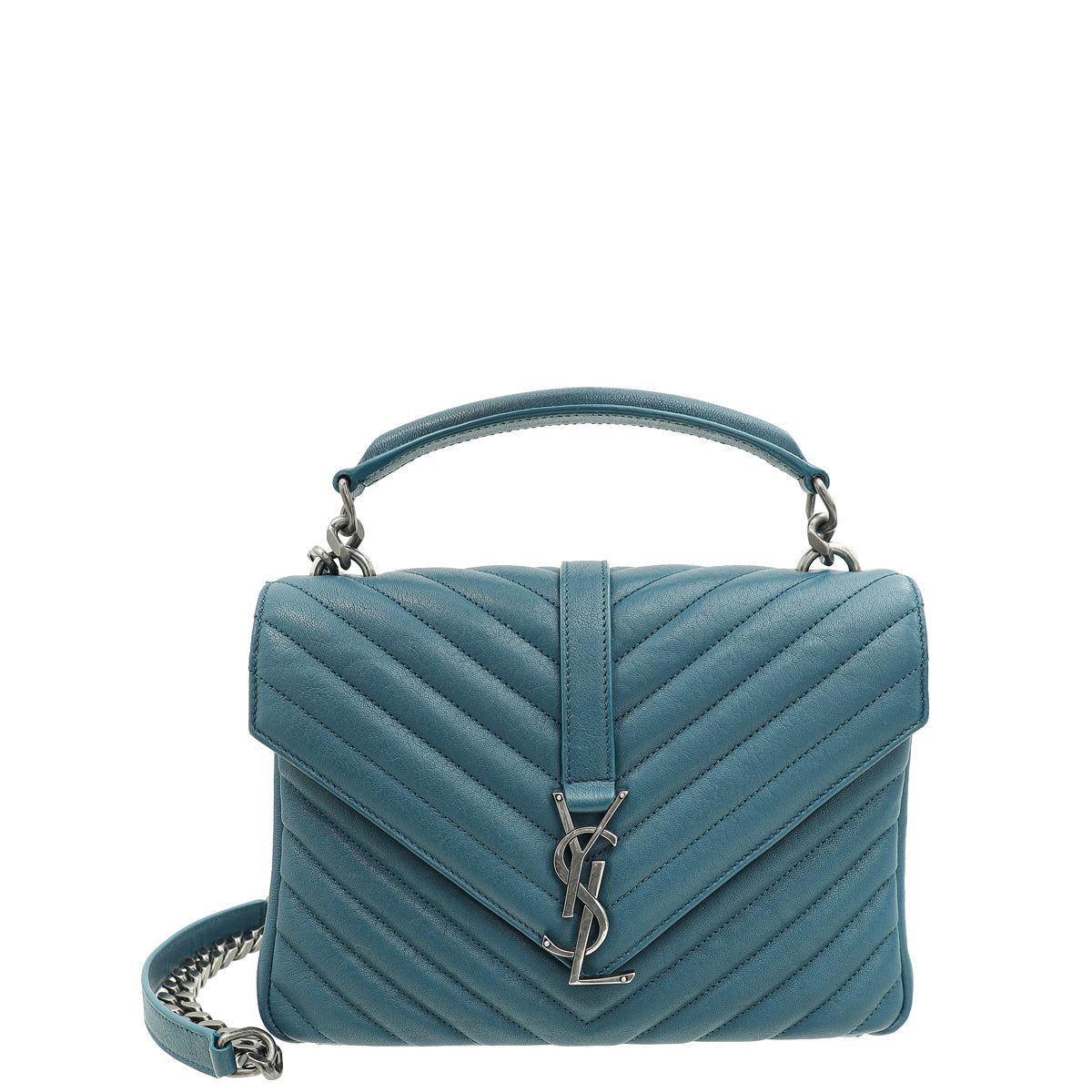 YSL Teal College Medium Bag
