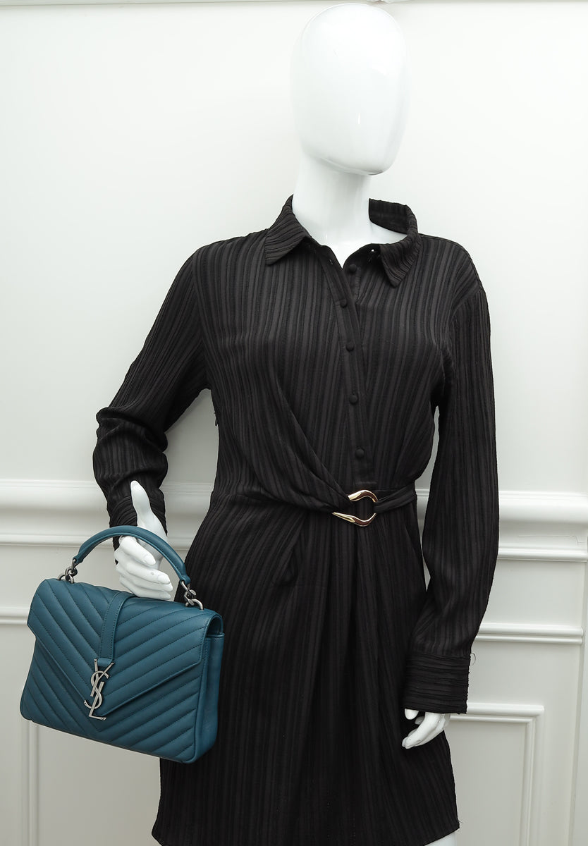 YSL Teal College Medium Bag