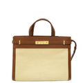 YSL Bicolor Manhattan Raffia Top Handle Tote Bag